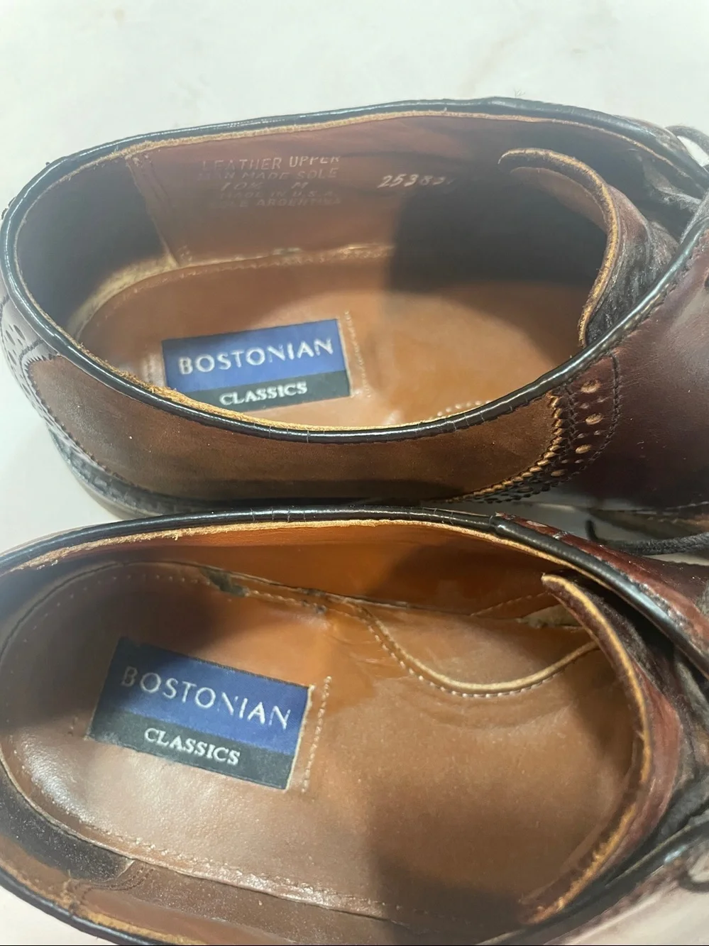 Bostonian Two-Tone Brown & Dark Brown Leather Derby Shoes size 10.5